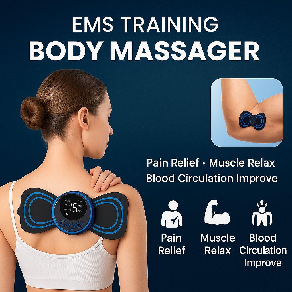 ReviveFlex EMS Massager on shoulder - pain relief and muscle recovery